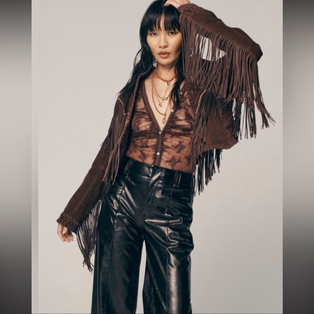 Free people Wild skies fringe jackets M like new